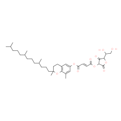 ChemSpider 2D Image | 5-(1,2-Dihydroxyethyl)-2,4-dioxotetrahydro-3-furanyl 2,8-dimethyl-2-(4,8,12-trimethyltridecyl)-3,4-dihydro-2H-chromen-6-yl (2E)-2-butenedioate | C37H54O10