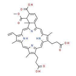 ChemSpider 2D Image | (2Z,6Z,11Z,17Z)-5,9-Bis(2-carboxyethyl)-20-(methoxycarbonyl)-4,10,14,19-tetramethyl-15-vinyl-25,26,27,28-tetraazahexacyclo[16.6.1.1~3,6~.1~8,11~.1~13,16~.0~19,24~]octacosa-1(25),2,4,6,8(27),9,11,13,15
,17,21,23-dodecaene-21-carboxylic acid | C39H38N4O8