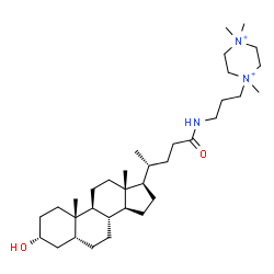 ChemSpider 2D Image | (3alpha,5beta)-3-Hydroxy-N-[3-(1,4,4-trimethyl-1-piperazinediiumyl)propyl]cholan-24-amide | C34H63N3O2