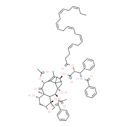 ChemSpider 2D Image | (2alpha,3xi,5beta,7beta,10beta,13alpha)-4,10-Diacetoxy-13-({(2R,3S)-3-(benzoylamino)-2-[(4Z,7Z,10Z,13Z,16Z,19Z)-4,7,10,13,16,19-docosahexaenoyloxy]-3-phenylpropanoyl}oxy)-1,7-dihydroxy-9-oxo-5,20-epox
ytax-11-en-2-yl benzoate | C69H81NO15