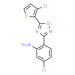 ChemSpider 2D Image | 5-Chloro-2-[5-(3-chloro-2-thienyl)-1,2,4-oxadiazol-3-yl]aniline | C12H7Cl2N3OS