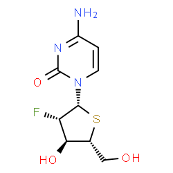 ChemSpider 2D Image | 4-Amino-1-(2-deoxy-2-fluoro-4-thio-beta-D-arabinofuranosyl)-2(1H)-pyrimidinone | C9H12FN3O3S