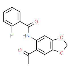 ChemSpider 2D Image | N-(6-Acetyl-1,3-benzodioxol-5-yl)-2-fluorobenzamide | C16H12FNO4