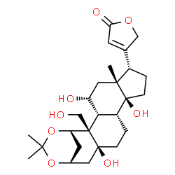 ChemSpider 2D Image | 4-[(2R,3R,6R,7S,10S,11R,14S)-4,10,14-Trihydroxy-2-(hydroxymethyl)-6,18,18-trimethyl-17,19-dioxapentacyclo[14.3.1.0~2,14~.0~3,11~.0~6,10~]icos-7-yl]-2(5H)-furanone | C26H38O8