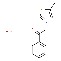ChemSpider 2D Image | 5-Methyl-3-(2-oxo-2-phenylethyl)-1,3-thiazol-3-ium bromide | C12H12BrNOS