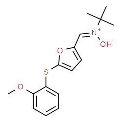 ChemSpider 2D Image | (Z)-N-Hydroxy{5-[(2-methoxyphenyl)sulfanyl]-2-furyl}-N-(2-methyl-2-propanyl)methaniminium | C16H20NO3S