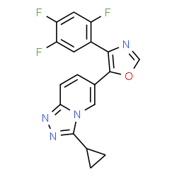 ChemSpider 2D Image | 3-Cyclopropyl-6-[4-(2,4,5-trifluorophenyl)-1,3-oxazol-5-yl][1,2,4]triazolo[4,3-a]pyridine | C18H11F3N4O