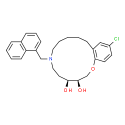 ChemSpider 2D Image | (3R,4S)-14-Chloro-7-(1-naphthylmethyl)-3,4,5,6,7,8,9,10,11,12-decahydro-2H-1,7-benzoxazacyclotetradecine-3,4-diol | C27H32ClNO3
