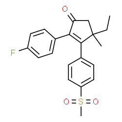 ChemSpider 2D Image | 4-Ethyl-2-(4-fluorophenyl)-4-methyl-3-[4-(methylsulfonyl)phenyl]-2-cyclopenten-1-one | C21H21FO3S