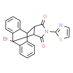 ChemSpider 2D Image | 1-Bromo-17-(1,3-thiazol-2-yl)-17-azapentacyclo[6.6.5.0~2,7~.0~9,14~.0~15,19~]nonadeca-2,4,6,9,11,13-hexaene-16,18-dione | C21H13BrN2O2S