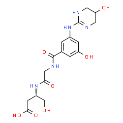 ChemSpider 2D Image | (3S)-4-Hydroxy-3-[(N-{3-hydroxy-5-[(5-hydroxy-1,4,5,6-tetrahydro-2-pyrimidinyl)amino]benzoyl}glycyl)amino]butanoic acid | C17H23N5O7
