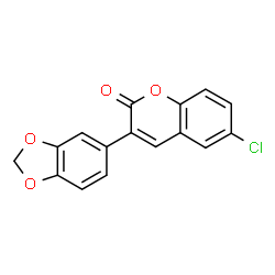 ChemSpider 2D Image | 3-(1,3-Benzodioxol-5-yl)-6-chloro-2H-chromen-2-one | C16H9ClO4
