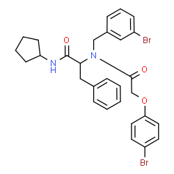 ChemSpider 2D Image | Nalpha-(3-Bromobenzyl)-Nalpha-[(4-bromophenoxy)acetyl]-N-cyclopentylphenylalaninamide | C29H30Br2N2O3