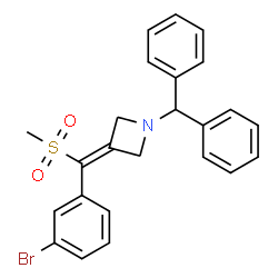 ChemSpider 2D Image | 3-[(3-Bromophenyl)(methylsulfonyl)methylene]-1-(diphenylmethyl)azetidine | C24H22BrNO2S