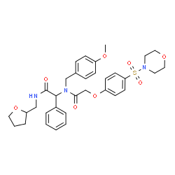 ChemSpider 2D Image | N-(4-Methoxybenzyl)-2-[4-(4-morpholinylsulfonyl)phenoxy]-N-{2-oxo-1-phenyl-2-[(tetrahydro-2-furanylmethyl)amino]ethyl}acetamide | C33H39N3O8S