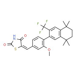 ChemSpider 2D Image | (5E)-5-{3-Methoxy-4-[5,5,8,8-tetramethyl-3-(trifluoromethyl)-5,6,7,8-tetrahydro-2-naphthalenyl]benzylidene}-1,3-thiazolidine-2,4-dione | C26H26F3NO3S