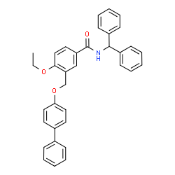 ChemSpider 2D Image | 3-[(4-Biphenylyloxy)methyl]-N-(diphenylmethyl)-4-ethoxybenzamide | C35H31NO3