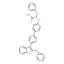 ChemSpider 2D Image | 2-(4'-(2-benzylbenzofuran-3-yl)-biphenyl-4-yloxy)-3-phenylpropionic acid | C36H28O4