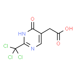 ChemSpider 2D Image | [6-Oxo-2-(trichloromethyl)-1,6-dihydro-5-pyrimidinyl]acetic acid | C7H5Cl3N2O3