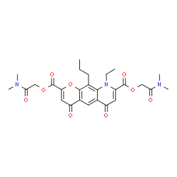 ChemSpider 2D Image | Bis[2-(dimethylamino)-2-oxoethyl] 9-ethyl-4,6-dioxo-10-propyl-6,9-dihydro-4H-pyrano[3,2-g]quinoline-2,8-dicarboxylate | C27H31N3O9