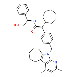ChemSpider 2D Image | (2S)-2-Cycloheptyl-2-{4-[(2,4-dimethyl-6,7,8,9-tetrahydrocyclohepta[4,5]pyrrolo[2,3-b]pyridin-10(5H)-yl)methyl]phenyl}-N-[(1R)-2-hydroxy-1-phenylethyl]acetamide | C38H47N3O2