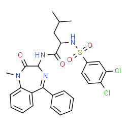 ChemSpider 2D Image | N~2~-[(3,4-Dichlorophenyl)sulfonyl]-N-(1-methyl-2-oxo-5-phenyl-2,3-dihydro-1H-1,4-benzodiazepin-3-yl)leucinamide | C28H28Cl2N4O4S