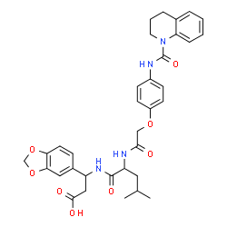ChemSpider 2D Image | 3-(1,3-Benzodioxol-5-yl)-3-{[N-({4-[(3,4-dihydro-1(2H)-quinolinylcarbonyl)amino]phenoxy}acetyl)leucyl]amino}propanoic acid | C34H38N4O8