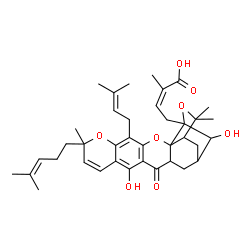ChemSpider 2D Image | (2Z)-4-[12,18-Dihydroxy-8,21,21-trimethyl-5-(3-methyl-2-buten-1-yl)-8-(4-methyl-3-penten-1-yl)-14-oxo-3,7,20-trioxahexacyclo[15.4.1.0~2,15~.0~2,19~.0~4,13~.0~6,11~]docosa-4(13),5,9,11-tetraen-19-yl]-2
-methyl-2-butenoic acid | C38H48O8