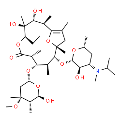 ChemSpider 2D Image | (2R,3R,4S,5R,8R,9S,10S,11R,12R)-5-Ethyl-3,4-dihydroxy-11-({(2S,3R,4S,6R)-3-hydroxy-4-[isopropyl(methyl)amino]-6-methyltetrahydro-2H-pyran-2-yl}oxy)-9-{[(2R,4R,5R,6R)-6-hydroxy-4-methoxy-4,5-dimethylte
trahydro-2H-pyran-2-yl]oxy}-2,4,8,10,12,14-hexamethyl-6,15-dioxabicyclo[10.2.1]pentadec-1(14)-en-7-one | C39H69NO12