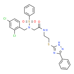 ChemSpider 2D Image | N~2~-(2,4-Dichlorobenzyl)-N~2~-(phenylsulfonyl)-N-{2-[(3-phenyl-1H-1,2,4-triazol-5-yl)sulfanyl]ethyl}glycinamide | C25H23Cl2N5O3S2