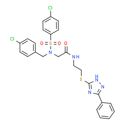 ChemSpider 2D Image | N~2~-(4-Chlorobenzyl)-N~2~-[(4-chlorophenyl)sulfonyl]-N-{2-[(3-phenyl-1H-1,2,4-triazol-5-yl)sulfanyl]ethyl}glycinamide | C25H23Cl2N5O3S2