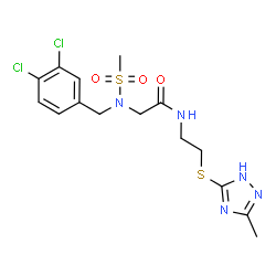 ChemSpider 2D Image | N~2~-(3,4-Dichlorobenzyl)-N~2~-(methylsulfonyl)-N-{2-[(3-methyl-1H-1,2,4-triazol-5-yl)sulfanyl]ethyl}glycinamide | C15H19Cl2N5O3S2