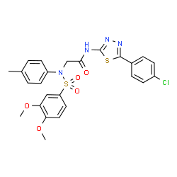 ChemSpider 2D Image | N-[5-(4-Chlorophenyl)-1,3,4-thiadiazol-2-yl]-N~2~-[(3,4-dimethoxyphenyl)sulfonyl]-N~2~-(4-methylphenyl)glycinamide | C25H23ClN4O5S2