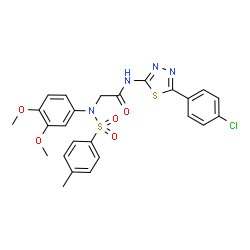 ChemSpider 2D Image | N-[5-(4-Chlorophenyl)-1,3,4-thiadiazol-2-yl]-N~2~-(3,4-dimethoxyphenyl)-N~2~-[(4-methylphenyl)sulfonyl]glycinamide | C25H23ClN4O5S2