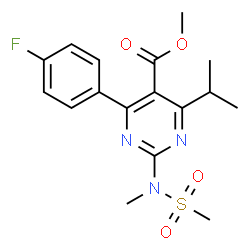ChemSpider 2D Image | Methyl 4-(4-fluorophenyl)-6-isopropyl-2-[methyl(methylsulfonyl)amino]-5-pyrimidinecarboxylate | C17H20FN3O4S