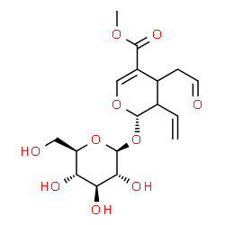 ChemSpider 2D Image | Methyl (2S)-2-(beta-D-glucopyranosyloxy)-4-(2-oxoethyl)-3-vinyl-3,4-dihydro-2H-pyran-5-carboxylate | C17H24O10