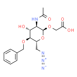 ChemSpider 2D Image | [(2-Acetamido-6-azido-4-O-benzyl-2,6-dideoxy-alpha-D-glucopyranosyl)oxy]acetic acid | C17H22N4O7