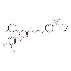 ChemSpider 2D Image | N~2~-[(3,4-Dimethoxyphenyl)sulfonyl]-N~2~-(3,5-dimethylphenyl)-N-{2-[4-(1-pyrrolidinylsulfonyl)phenoxy]ethyl}glycinamide | C30H37N3O8S2