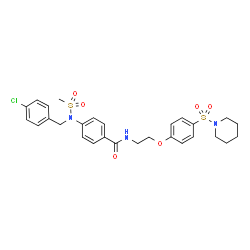 ChemSpider 2D Image | 4-[(4-Chlorobenzyl)(methylsulfonyl)amino]-N-{2-[4-(1-piperidinylsulfonyl)phenoxy]ethyl}benzamide | C28H32ClN3O6S2