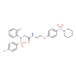 ChemSpider 2D Image | N~2~-[(4-Chlorophenyl)sulfonyl]-N~2~-(2-methylphenyl)-N-{2-[4-(1-piperidinylsulfonyl)phenoxy]ethyl}glycinamide | C28H32ClN3O6S2