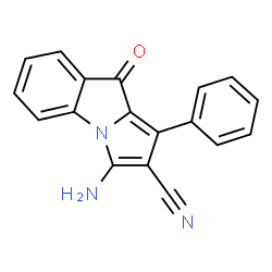 ChemSpider 2D Image | 3-Amino-9-oxo-1-phenyl-9H-pyrrolo[1,2-a]indole-2-carbonitrile | C18H11N3O