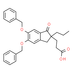 ChemSpider 2D Image | 3-[5,6-Bis(benzyloxy)-1-oxo-2-propyl-2,3-dihydro-1H-inden-2-yl]propanoic acid | C29H30O5