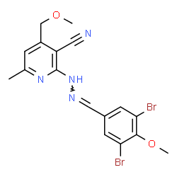 ChemSpider 2D Image | 2-[2-(3,5-Dibromo-4-methoxybenzylidene)hydrazino]-4-(methoxymethyl)-6-methylnicotinonitrile | C17H16Br2N4O2