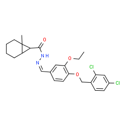 ChemSpider 2D Image | N'-[(Z)-{4-[(2,4-Dichlorobenzyl)oxy]-3-ethoxyphenyl}methylene]-1-methylbicyclo[4.1.0]heptane-7-carbohydrazide | C25H28Cl2N2O3