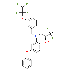 ChemSpider 2D Image | (2S)-1,1,1-Trifluoro-3-{(3-phenoxyphenyl)[3-(1,1,2,2-tetrafluoroethoxy)benzyl]amino}-2-propanol | C24H20F7NO3