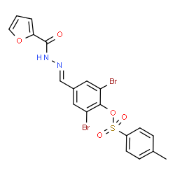 ChemSpider 2D Image | 2,6-Dibromo-4-[(E)-(2-furoylhydrazono)methyl]phenyl 4-methylbenzenesulfonate | C19H14Br2N2O5S