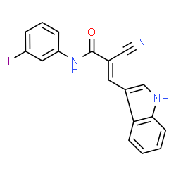 ChemSpider 2D Image | (2E)-2-Cyano-3-(1H-indol-3-yl)-N-(3-iodophenyl)acrylamide | C18H12IN3O