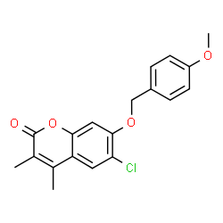 ChemSpider 2D Image | 6-Chloro-7-[(4-methoxybenzyl)oxy]-3,4-dimethyl-2H-chromen-2-one | C19H17ClO4