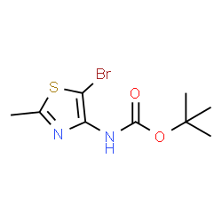 ChemSpider 2D Image | 2-Methyl-2-propanyl (5-bromo-2-methyl-1,3-thiazol-4-yl)carbamate | C9H13BrN2O2S