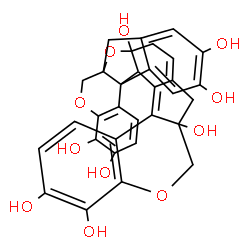 ChemSpider 2D Image | 11,19,22-Trioxanonacyclo[18.8.7.0~1,20~.0~2,18~.0~3,15~.0~4,13~.0~5,10~.0~23,28~.0~29,34~]pentatriaconta-3,5,7,9,15,23,25,27,29,31,33-undecaene-8,9,13,18,24,25,31,32-octol | C32H26O11